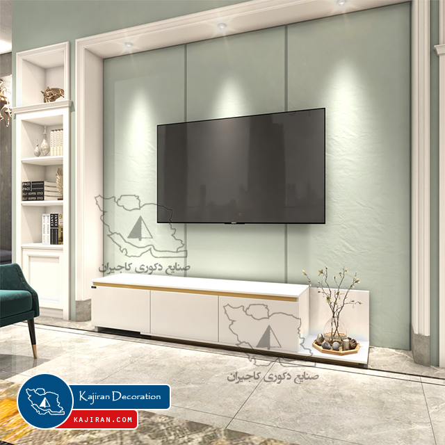 میز تلویزیون کشویی مدل متالیک گلد